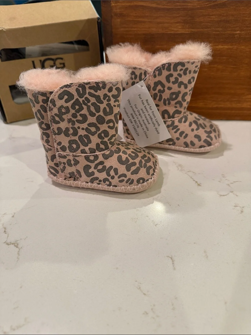 UGG Pink Leopard Print Shearling Baby Boots